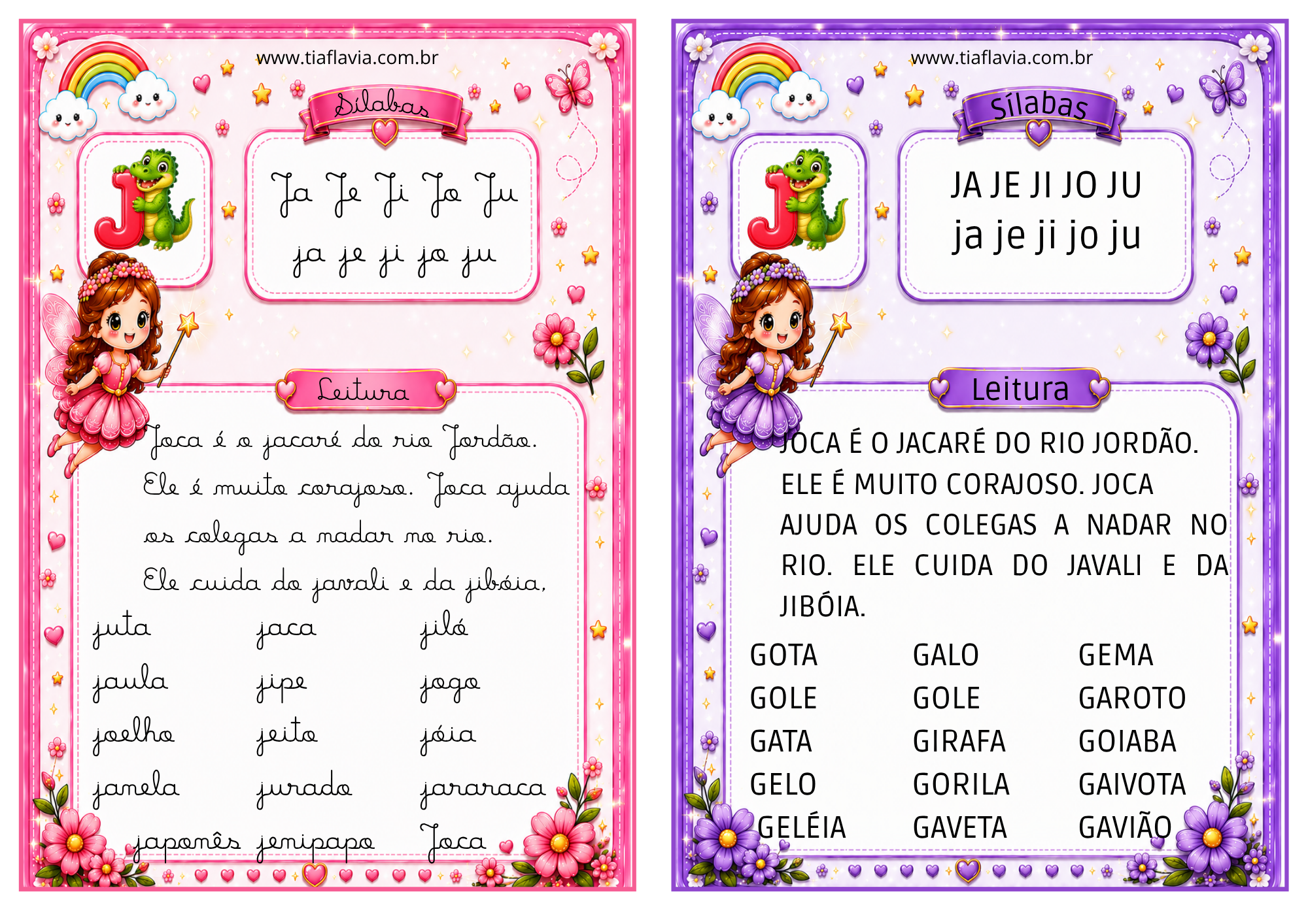 Fichas de leitura Sílabas simples - cursiva e bastão - Imagem 7