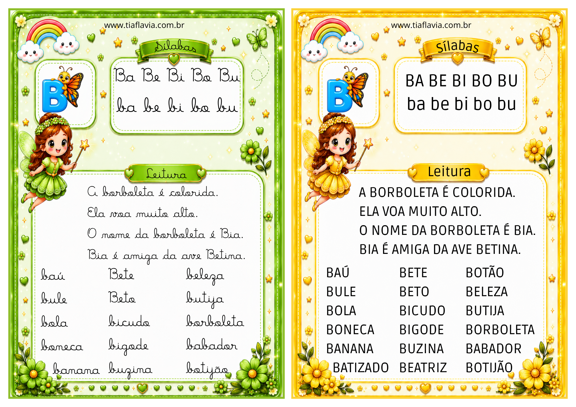 Fichas de leitura Sílabas simples - cursiva e bastão - Imagem 3