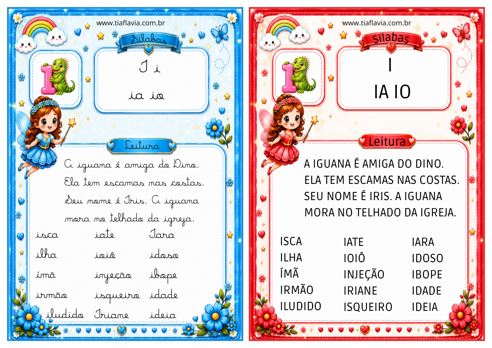 Fichas de leitura Sílabas simples - cursiva e bastão - Imagem 6