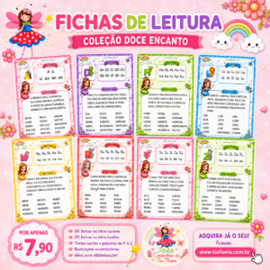 Fichas de leitura Sílabas simples - cursiva e bastão
