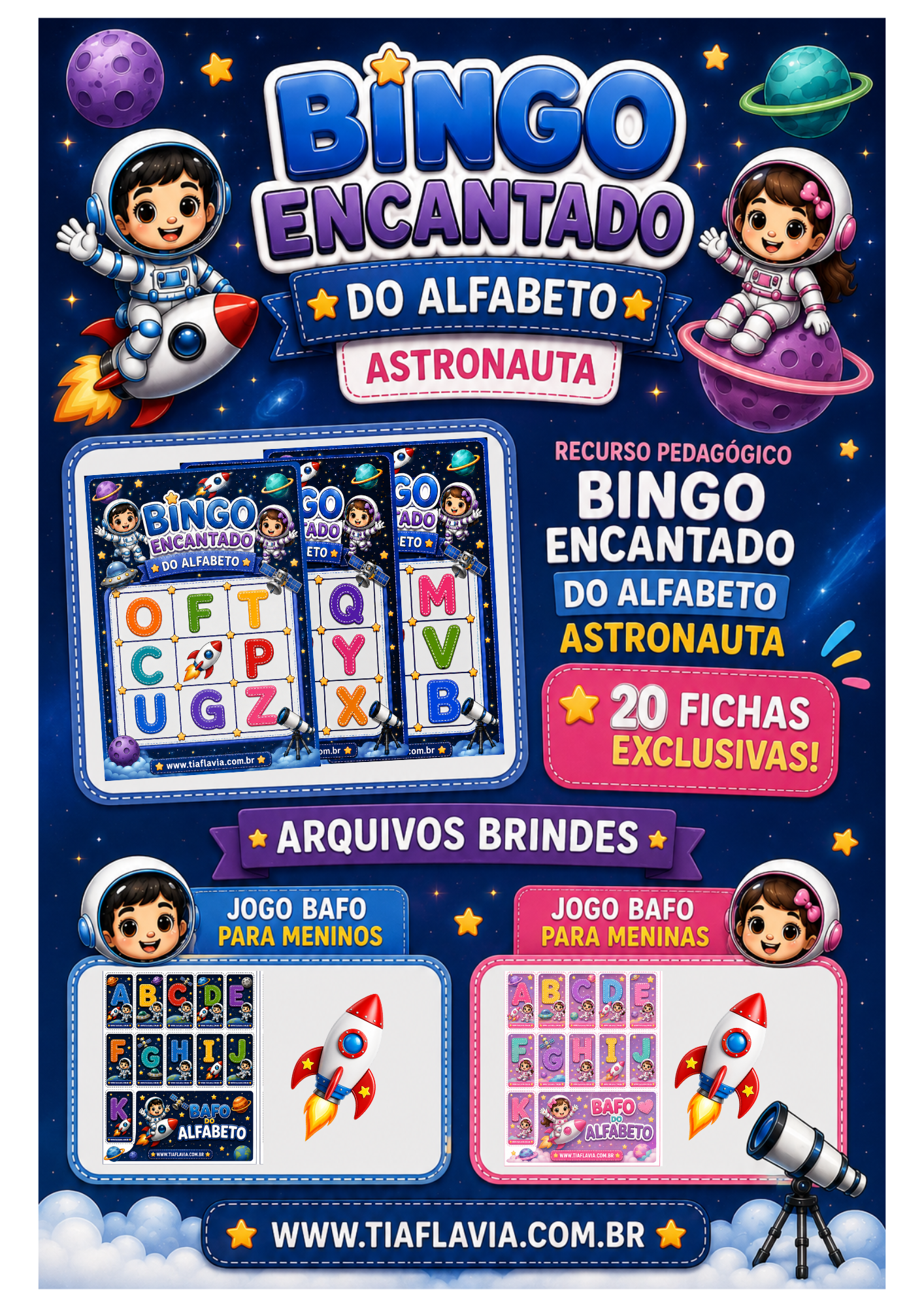 Bingo do Alfabeto Astronauta
