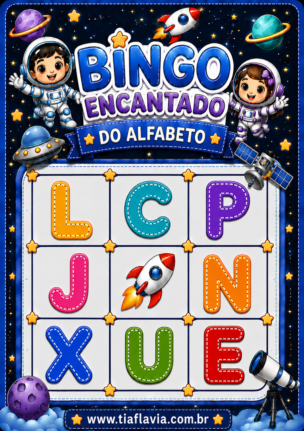 Bingo do Alfabeto Astronauta - Imagem 3