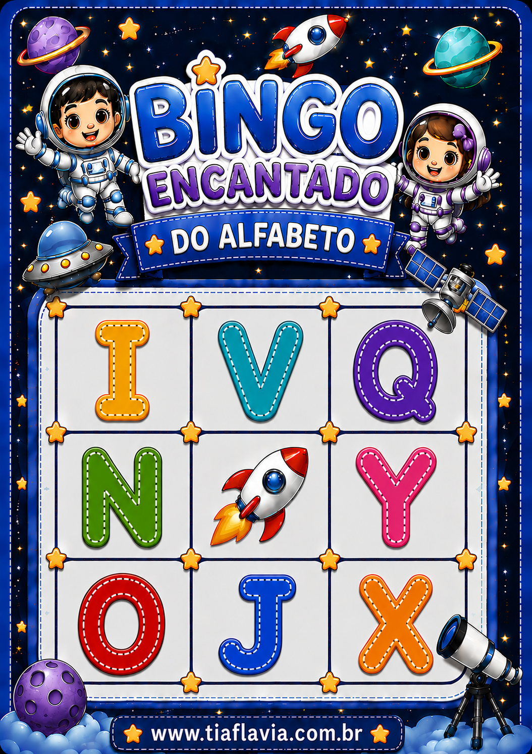 Bingo do Alfabeto Astronauta - Imagem 2