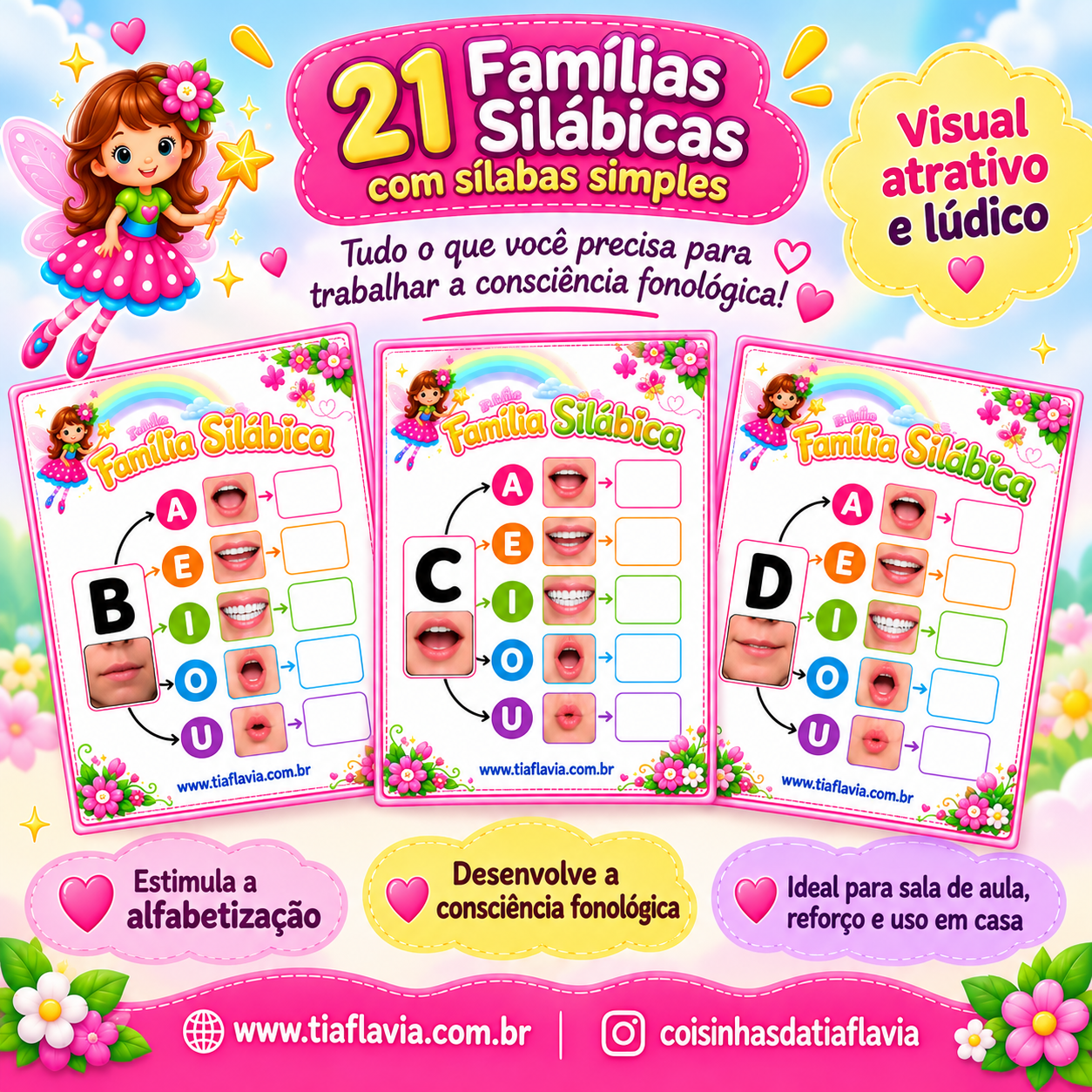 Fichas Famílias Silábicas Simples - Coleção Doce Encanto - Imagem 3