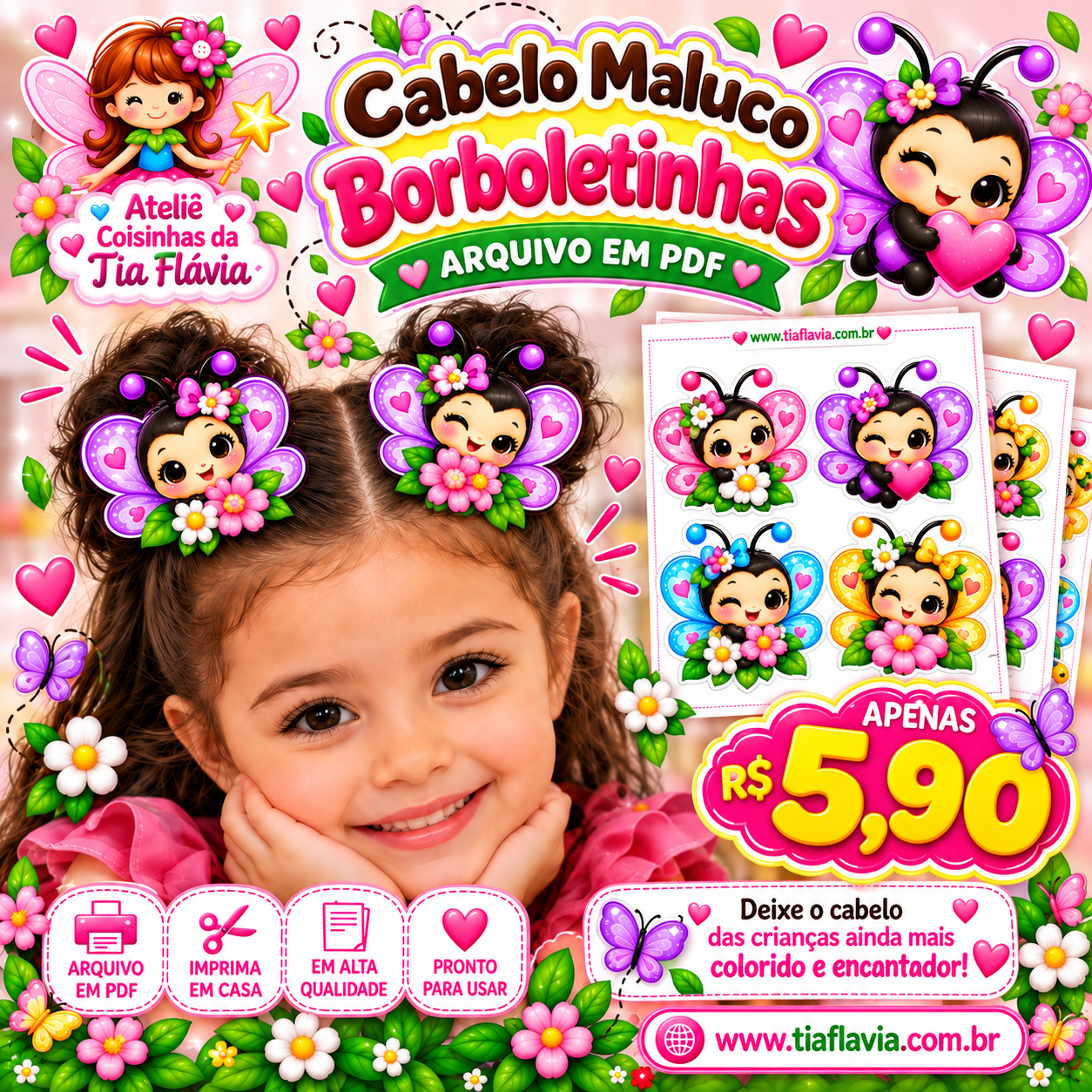 Cabelo Maluco - Apliques Borboletas